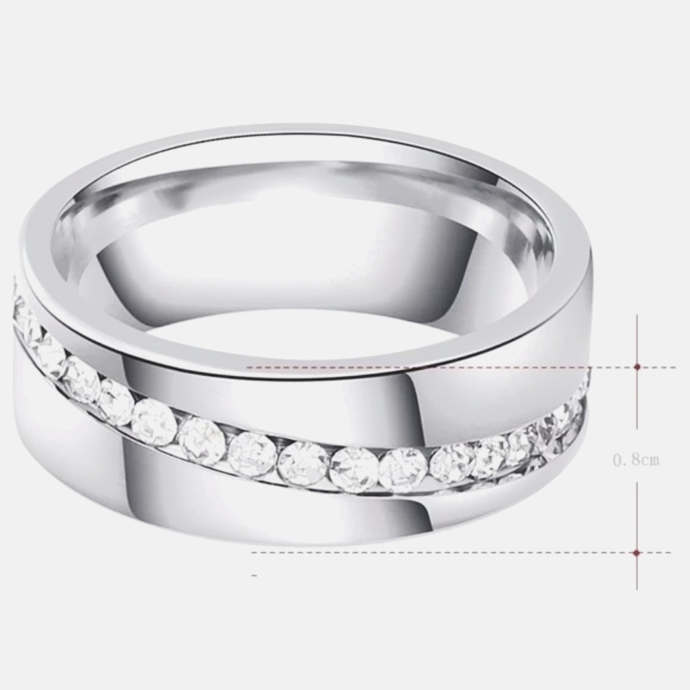 NWT Exclusively Fancy Silver Thick Band Ring Unisex Zircon Row - Picture 6 of 7